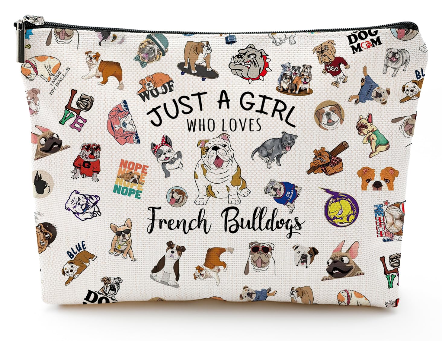 French Bulldog Gifts for Women, French Bulldog Gift Makeup Bag, Bulldog Cosmetic Bag with Zipper for Dog Lovers Gift
