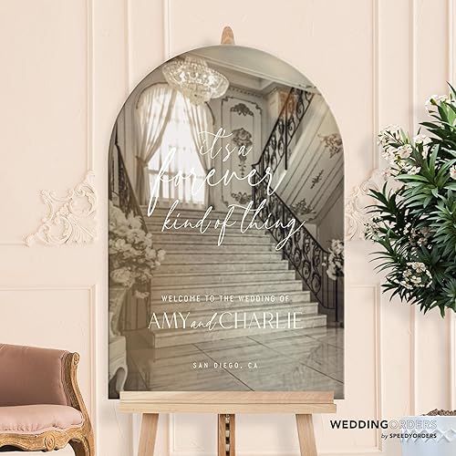 Miniatura 3 de Letrero de bienvenida de boda con espejo plateado personalizado  Letreros de boda de acrílico con espejo plateado y dorado personalizado  Letrero de