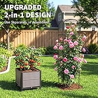 Vista 2 de DoCred Jardinera elevada de 60 pulgadas de alto con ruedas, maceta de tomate con enrejado para trepar verduras, plantas, jaula de tomate, uso