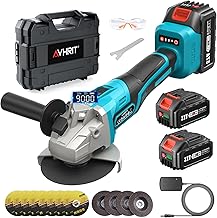 Meuleuse d'angle sans fil 125 mm, Meuleuse d'angle avec 2PCS 4.0 Ah Batteries & Chargeur, 9000 RPM Meuleuse d'angle, disques à tronçonner, disques à lamelles pour la coupe, élimination de la rouille
