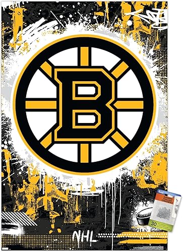 Trends International NHL Boston Bruins - Póster de pared con el logotipo Maximalist 23, 22.37 x 34.00 pulgadas, paquete de póster y alfiler premium