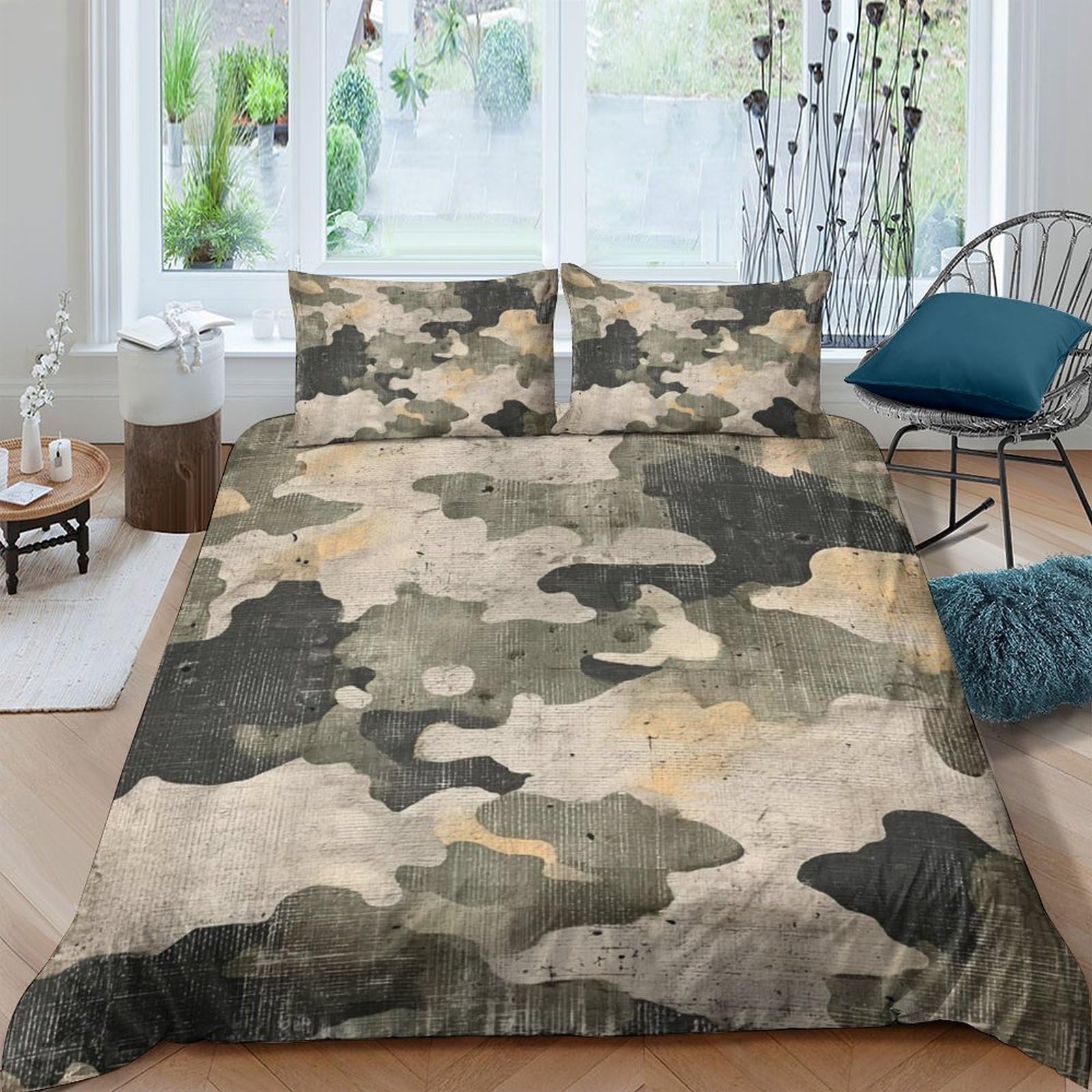 Ctjqhvkz Style-6 3D Printed Camouflage Forest Fitted Sheet Microfiber Soft Anti-Slip Desert Pattern Mattress Cover For Bedroom Home Single（135X200cm）
