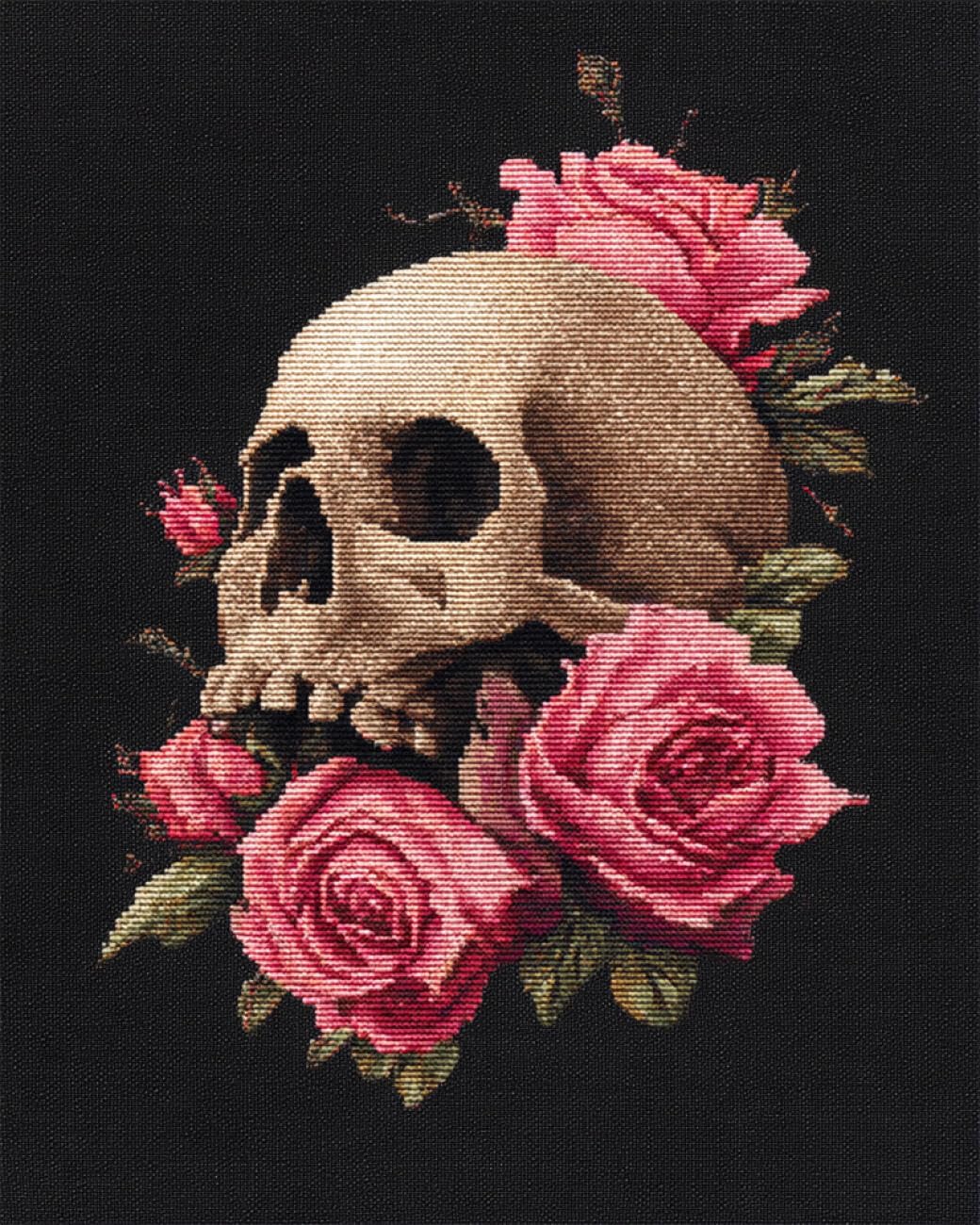 RKFLGEW DIY Embroidery Beads Set Skull and Rose 30x40cm