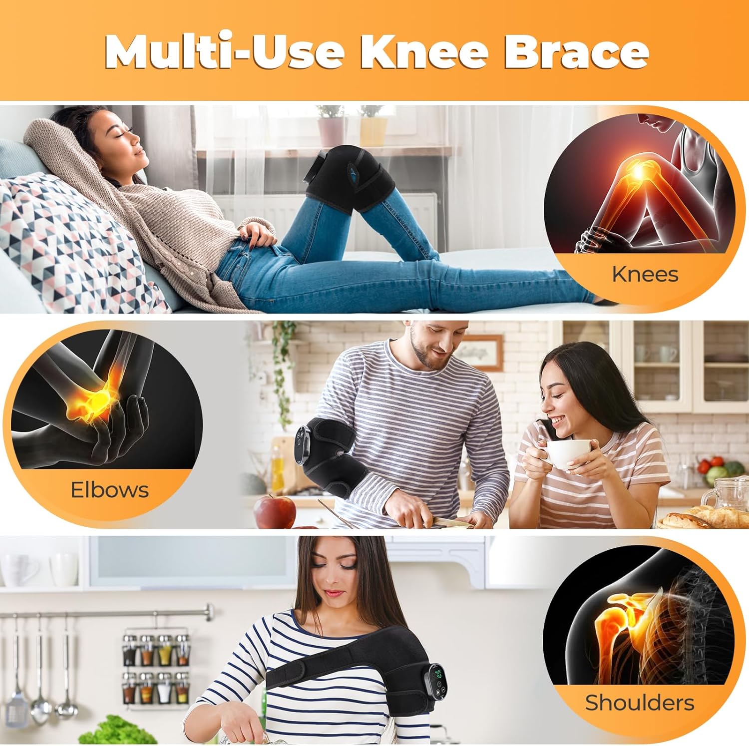 DREAMSOME Cordless Knee Heating Pad with Massage, Heated Knee Wrap Brace for Women and Men Joint Pain Relief, Ideal Christmas Gift for Mom and Dad