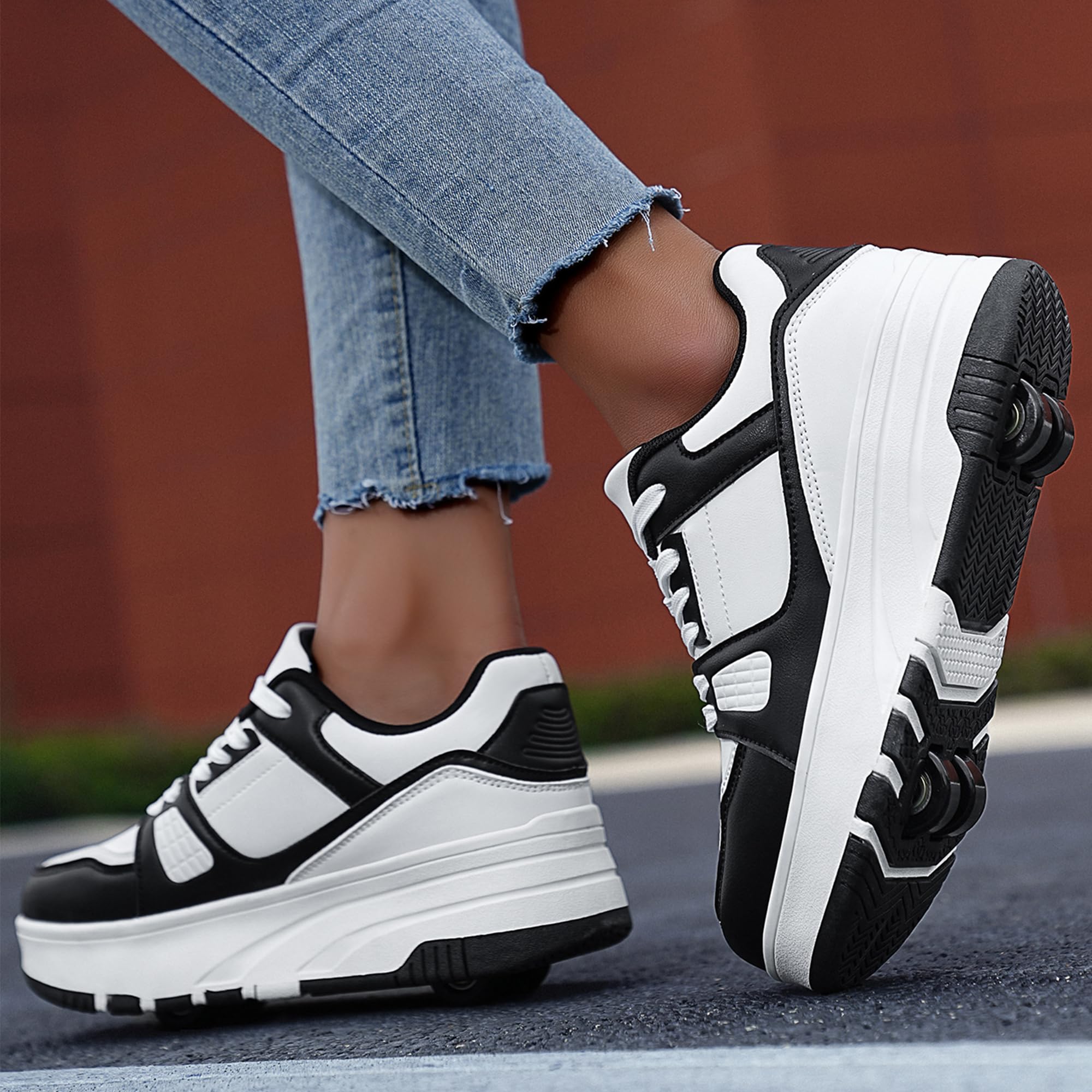 ANEFUN Ragazzi Ragazze Scarpe con Ruote Pattini Pattinaggio Bambini Pattini a Rotella Scarpe con 4 Ruote Rimovibili Comfort Sport Outdoor per Bambini
