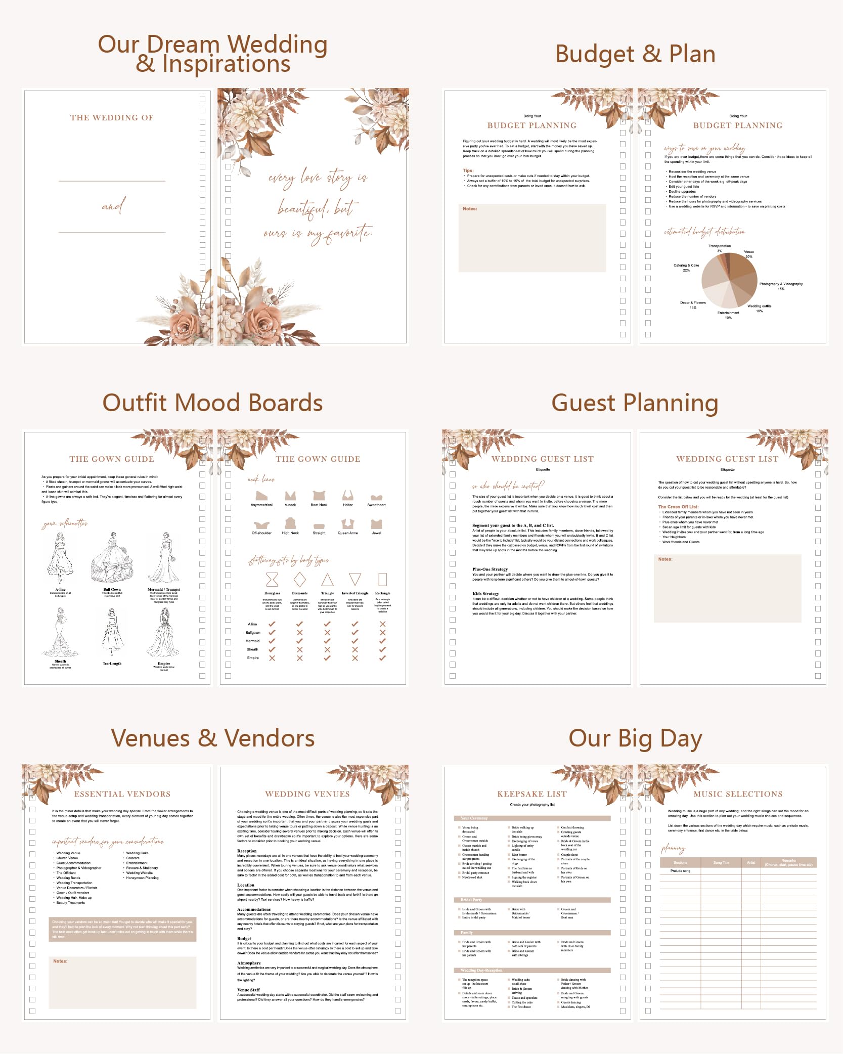 WeddingGiftsWedding Wedding Planner for Bride,Wedding Planning Book and Organizer,Wedding Binder Book with Pockets,Perfect Engagement Gifts for Newly Enaged Couples (Autumn) - Image 3