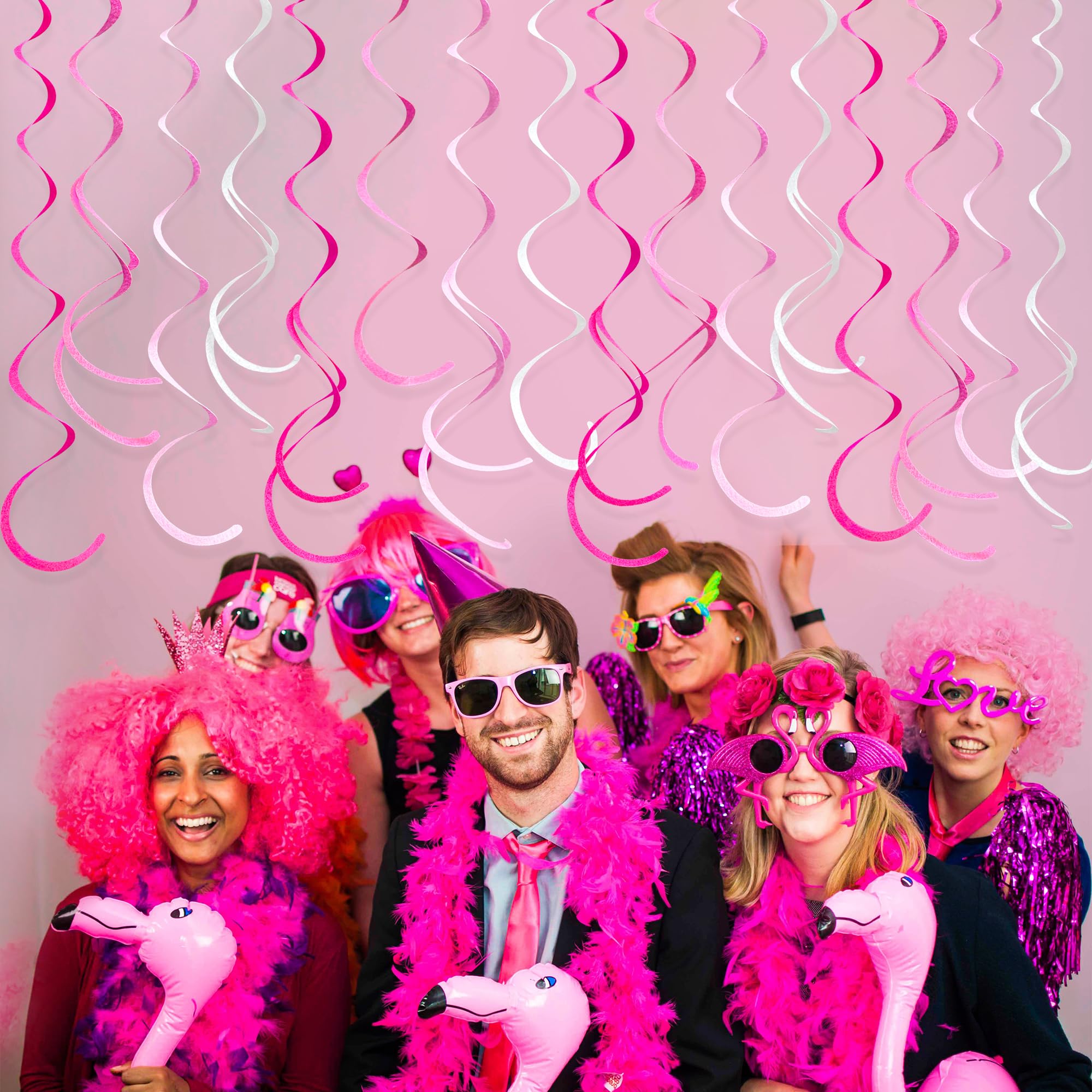 36 Stück Hot Pink Hängende Wirbel Dekorationen Ombre Rosa Weiß Filz Wirbel Luftschlangen Spirale Decke Dekoration Girlande für Geburtstag Junggesellinnenabschied Hochzeit Brautdusche Verlobung Rosa