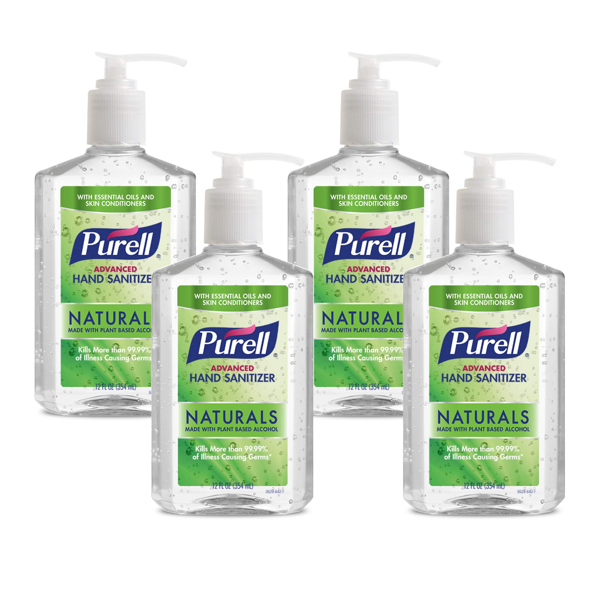 PURELL Advanced Hand Sanitizer Naturals with Plant Based Alcohol, Citrus Scent, 8 fl oz Pump Bottle (Pack of 4) - 9626-06-ECDECO