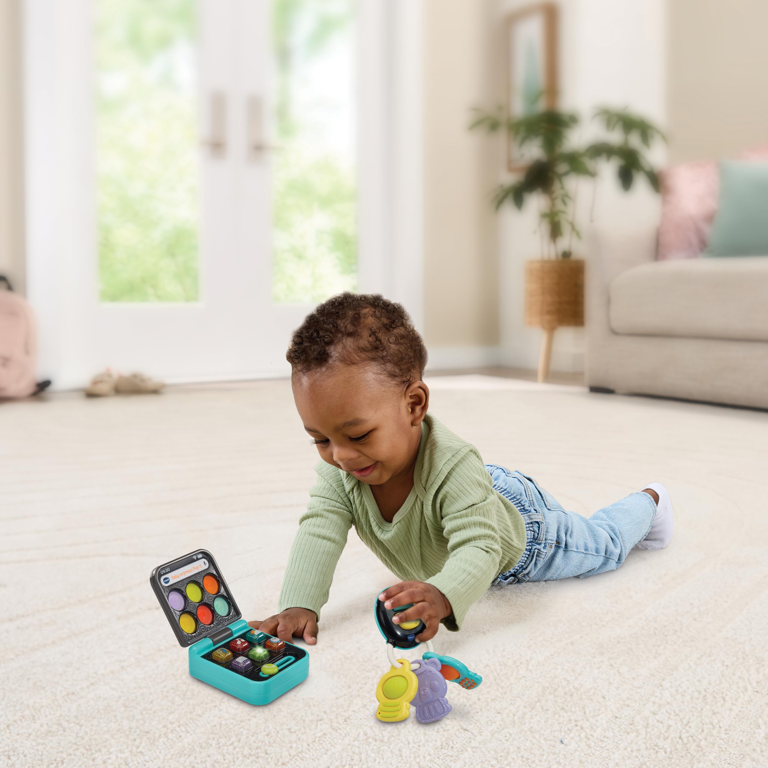 VTech-Baby Baby sorpresas Pop It Teléfono y Llaves, Juguetes interactivos, Diferentes Texturas, Botones Silicona, Motricidad Fina, Regalo bebés +6 Meses, Versión ESP