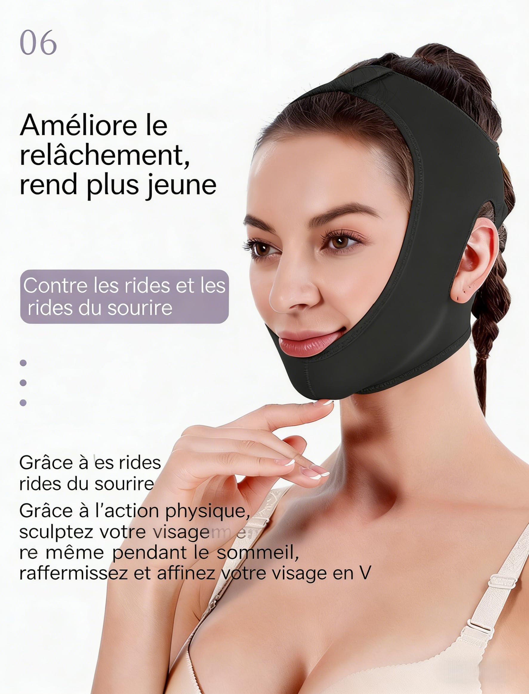 Gaine Visage-SweetLifty, Réutilisable Masque En Forme De V,Portable et Voyage (L,Beige)