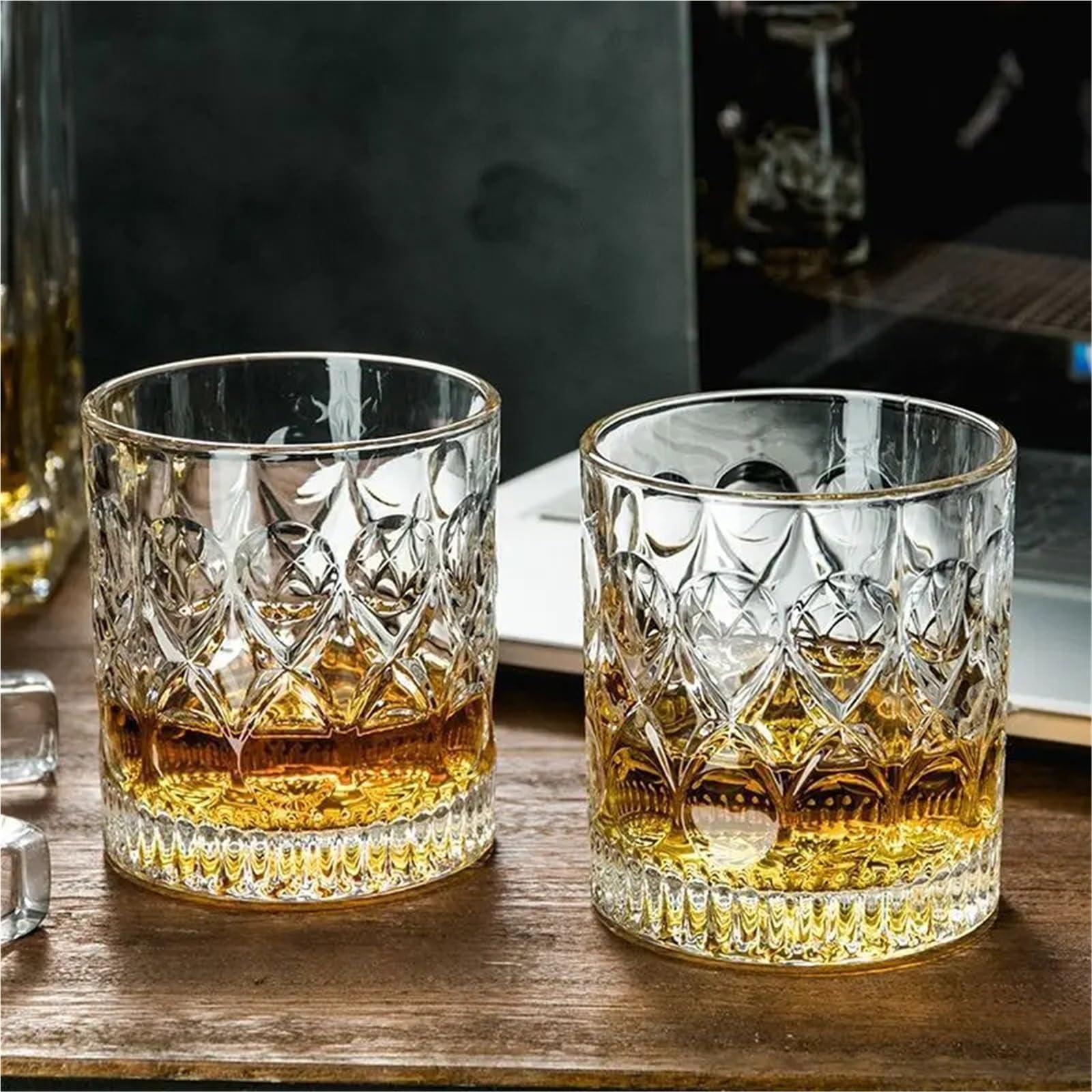 KristallgläSer 2 Stück Glasbecher 330 ml Reliefbecher Küchengläser for Kaffee Wasserglas-Sets