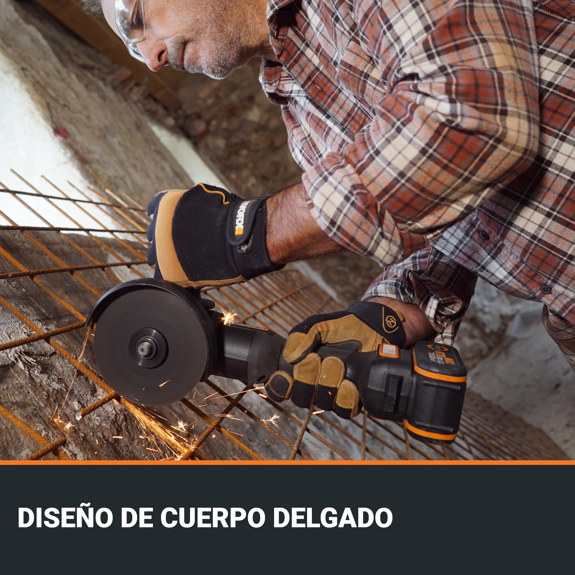 WORX WX814.9 Amoladora Angular 20V 125mm Sin Batería, Velocidad Variable 3000-8600rpm, Anti-Retroceso, Freno Eléctrico y Arranque Suave
