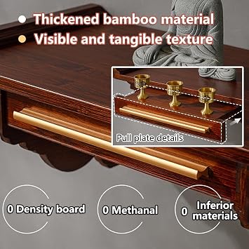 Wall-mounted Home Altar Shelf,Small Shrine with Drawers,Buddhist Prayer Altars,Personal Worship for Prayers,Divination,Worship,Bamboo Pedestal for Homes,Living Room,Temples