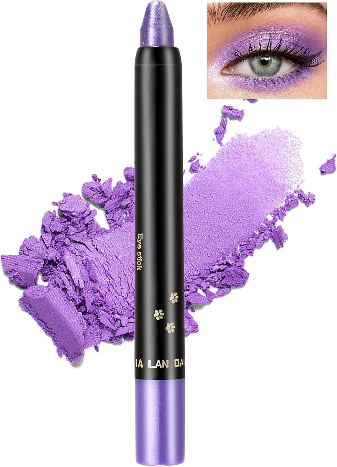 Jutqut Purple Glitter Eyeshadow Pen, Shiny Metallic Eyeliner Stick, Lazy Eyes Eyeshadow Pen, Long Lasting Eyeshadow Pencil, Pearl Shine Cream Harvester, Waterproof Eye Makeup #09