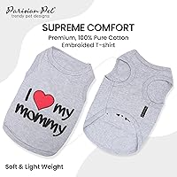 Vista 2 de Playera unisex para perros Parisian Pet con palabras bordadas "I Love My Mommy" - 100% algodón, ropa para mascotas - Chaleco sin mangas - Camisas