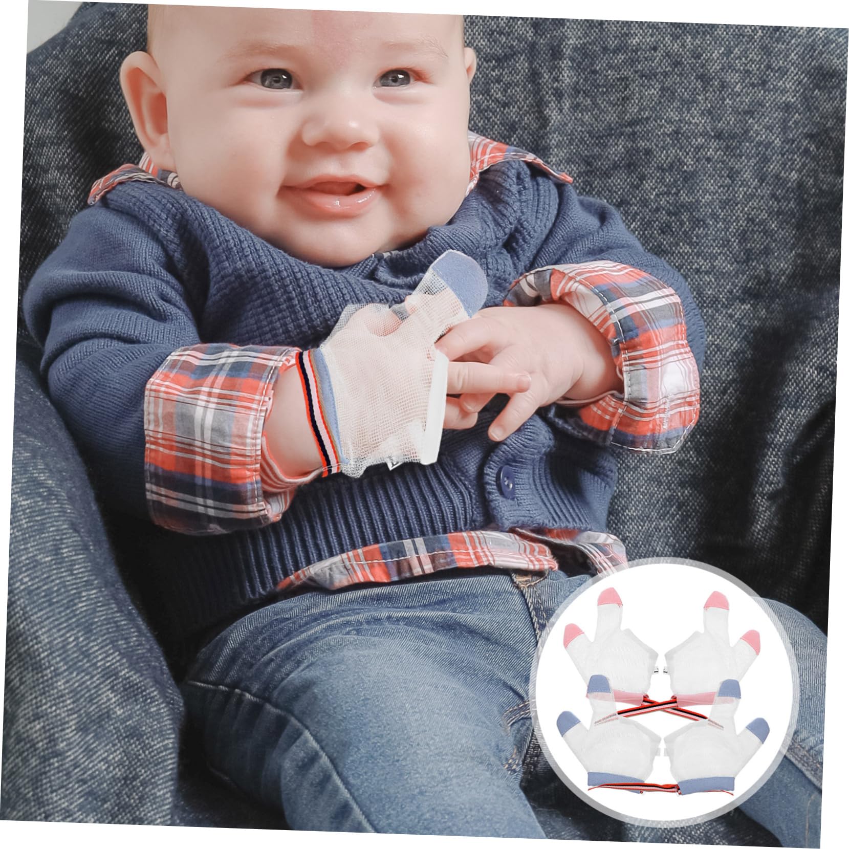 Abaodam 10 Pares Guantes Para Morder Anillos Bebe Deja De Chuparte El Tapón Para Juguetes Estimulantes Para Chupar Bebe Guantes Masticables Para Bebés Neto