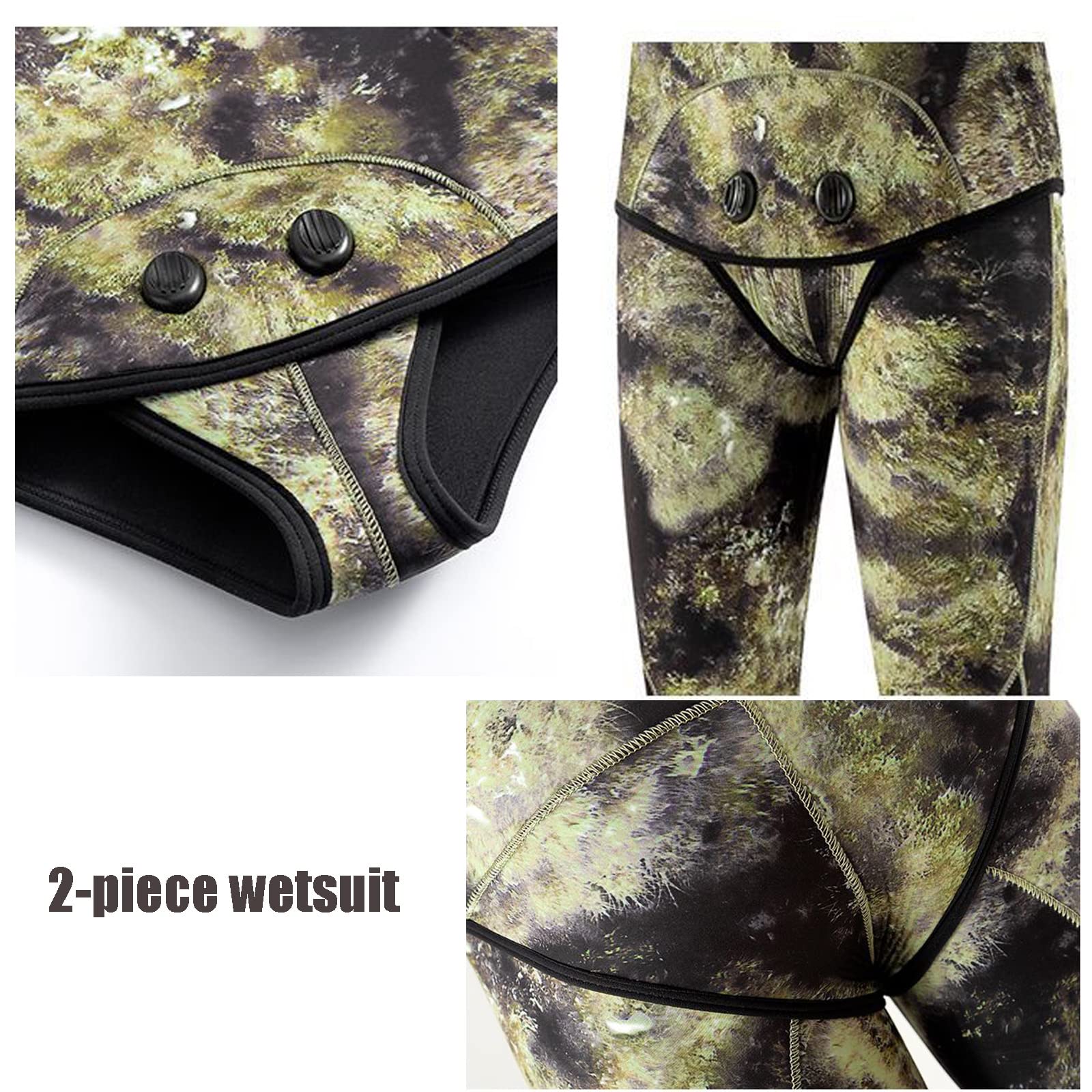 Wetsuits Men Suit 3mm / 5mm Neoprene Camo Hooded Diving Suit Full Body Keep Warm for Spearfishing,Snorkeling,Scuba Diving,3mm,L