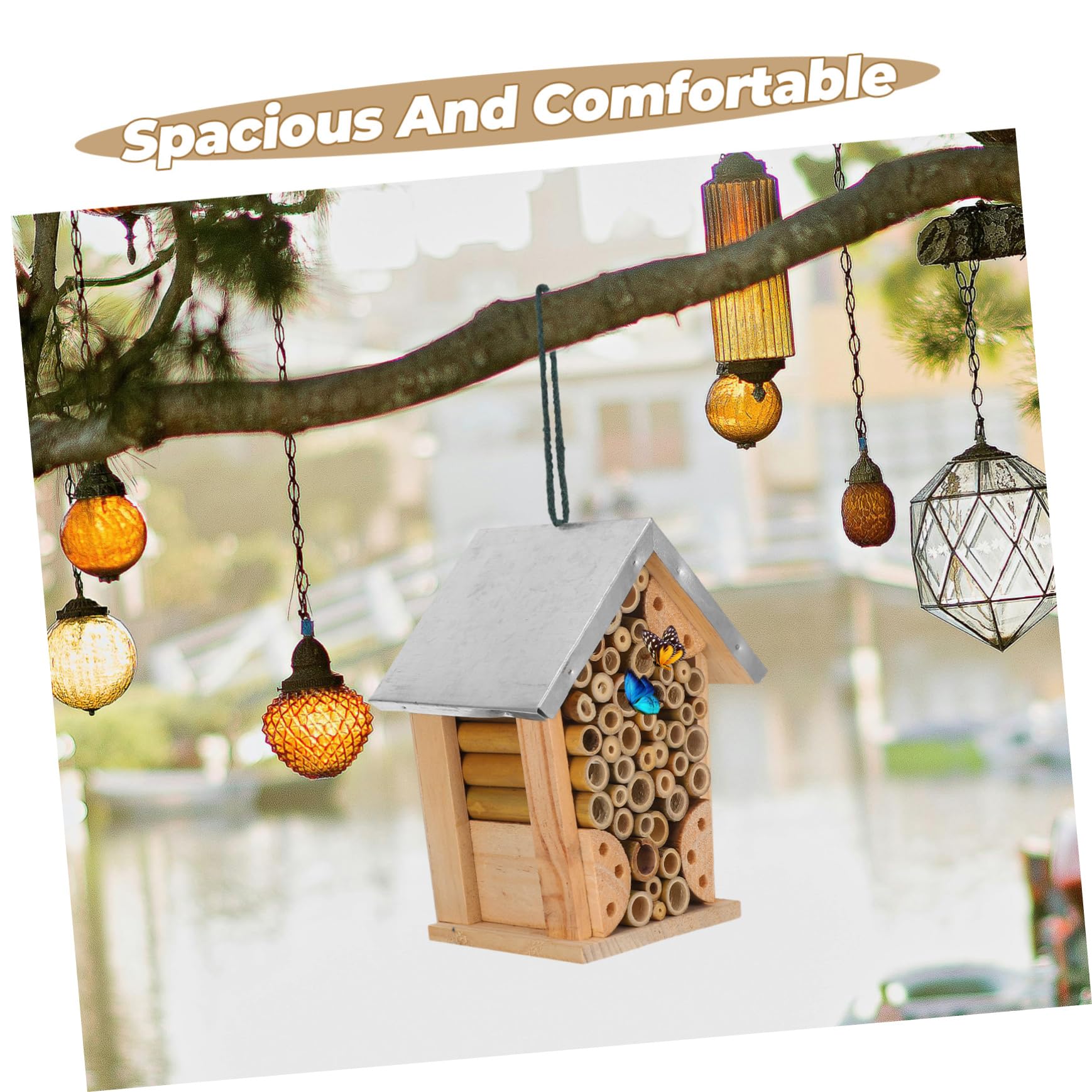 Bienenhotel und Eisen, Hängendes Insektenhaus für Garten | Bienen und Andere Bestäuber, Dekoratives Outdoor Element, Multifunktionales Design, Geräumig und Komfortabel