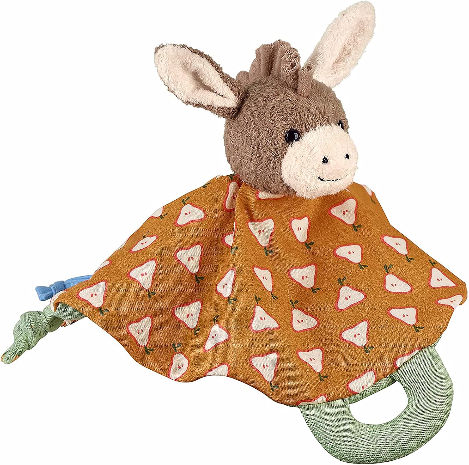 Sterntaler Safety Kids Blanket S Donkey Emmilius, 21 cm, Plush and Jersey, Ochre Yellow/Multicoloured, Machine Washable