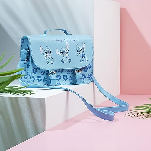Miniatura 2 de Disney Bolsa de puntada para niñas, bolsa cruzada Lilo y Stitch, Azul, Duradero