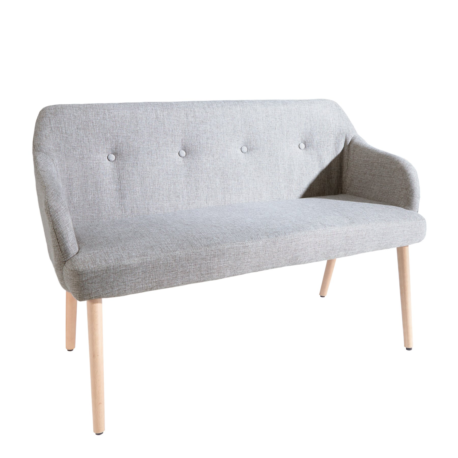 invicta INTERIOR Design Sitzbank Scandinavia hellgrau mit Armlehne Bank Buche Gestell im Retro Trend