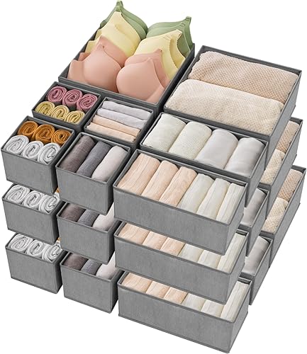 Miniatura 16 de Criusia Organizador de Cajones para Ropa, Juego de 16 Organizadores de Cajones para Ropa Interior, Organizadores Plegables de Armario y