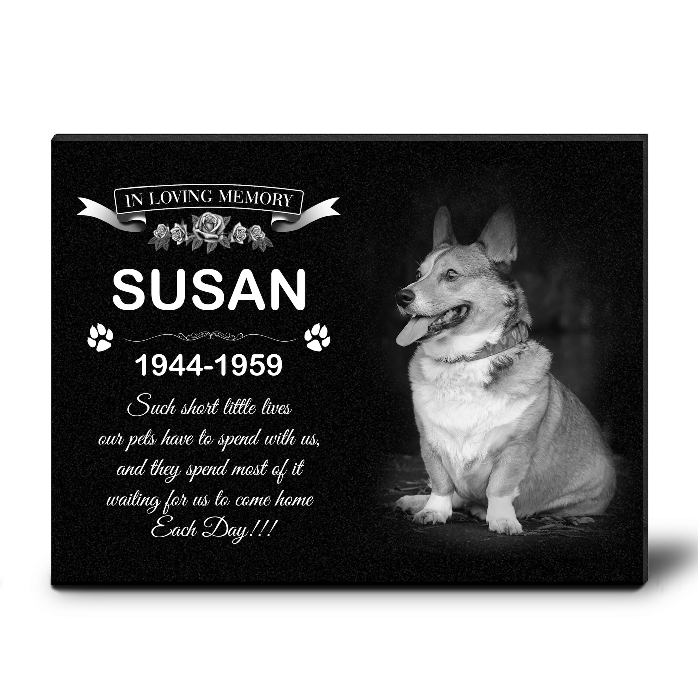 ADFSTONE Granite Memorial Plaques, Personalised Photo Plaques for Graves, Pet Bereavement Gifts, Dog Grave Marker, Small pet headstone Memory Plaques with Dog Portrait