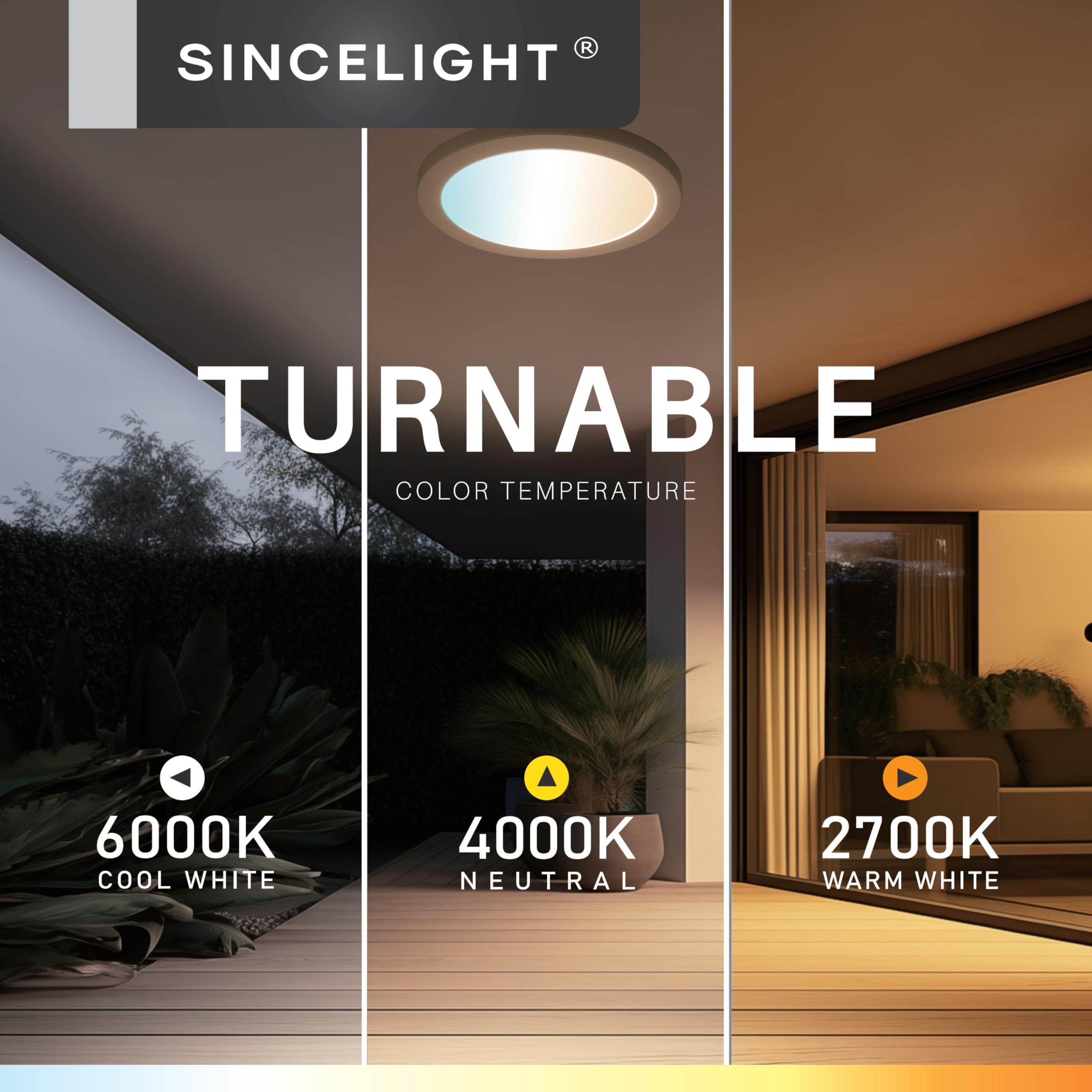 SINCELIGHT Ultra-Thin LED Ceiling Lights 18W, Φ230mm, Compact Profile, Recessed or Surface Mount, 2000lm - Image 3