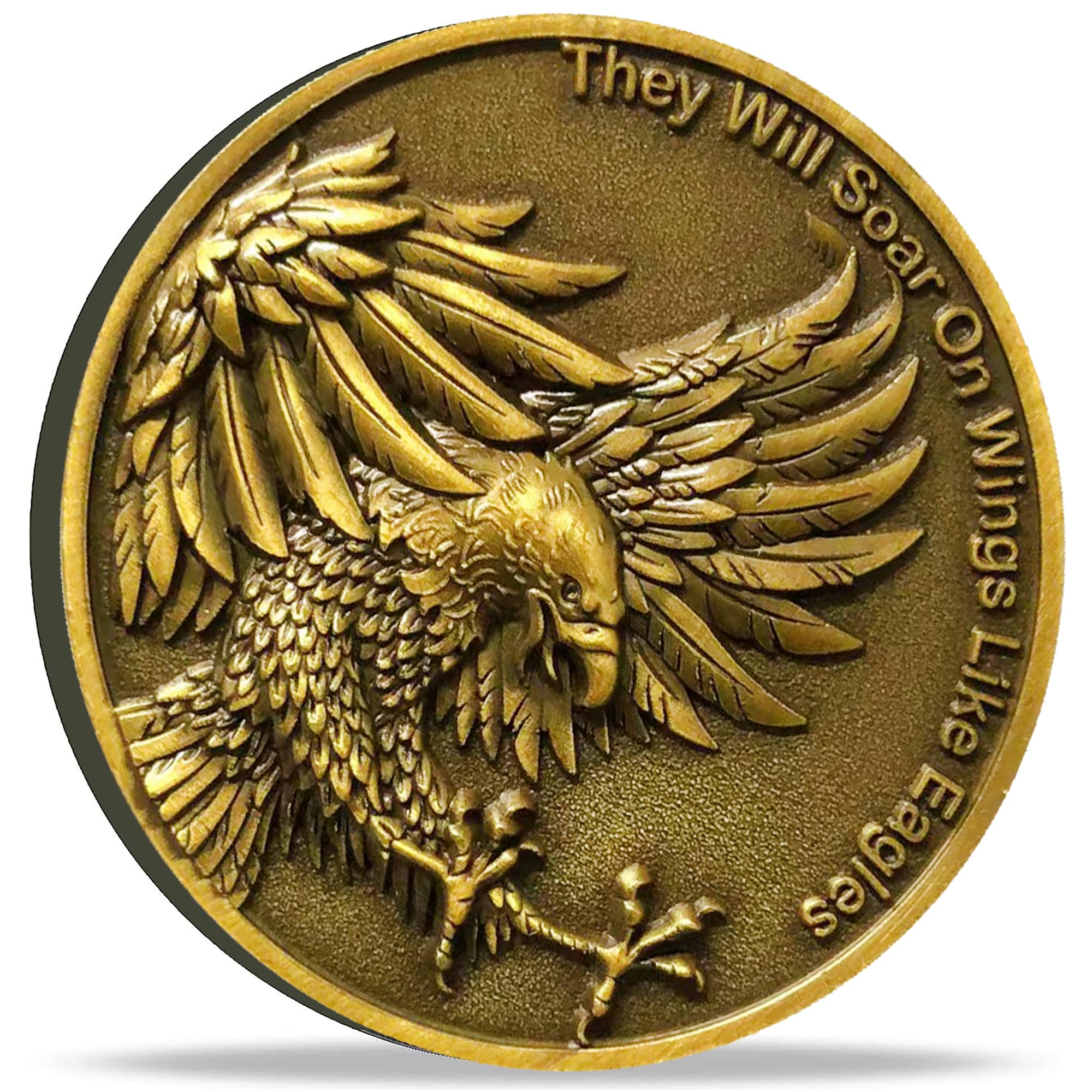 Divine Eagles Wings Christian Challenge Coin - Reminder of Strength and Faith - Bible Verses Gift Pocket Token (Single Coin)