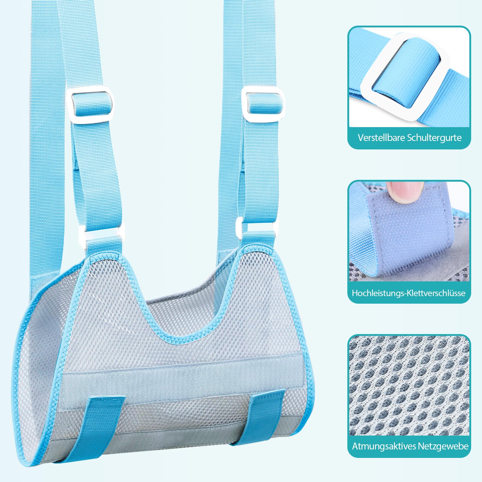 ENLUNTRA Armschlinge für Kinder,Kinder-Unterarmschlinge,Verstellbarer, atmungsaktiver Ellenbogenstützgurt,Geeignet für die Genesung nach Armfrakturen und Ellenbogen-/Schulterverletzungen.grau.XS