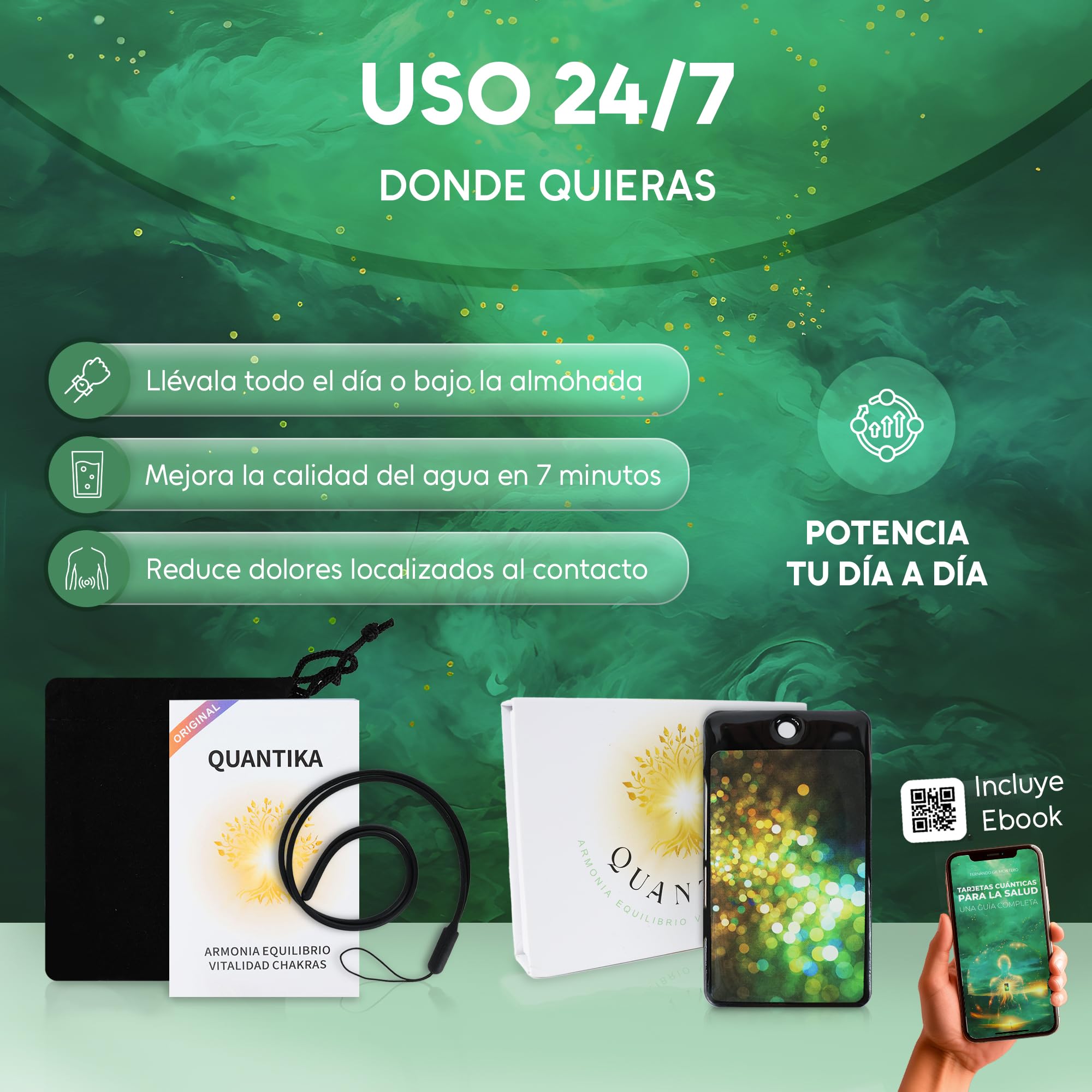 Tarjeta Cuantica Original para Sanacion, Concentracion - Incluye E-book Guia y Cordon Ionizante