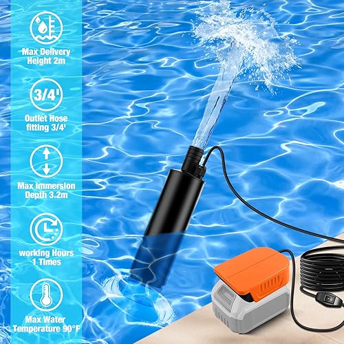 Miniatura 2 de Bomba de sumidero de aceiteagua inalámbrica compatible con batería Dewalt de 20 V 60 V, bomba de transferencia de agua inalámbrica de 120 W, bomba