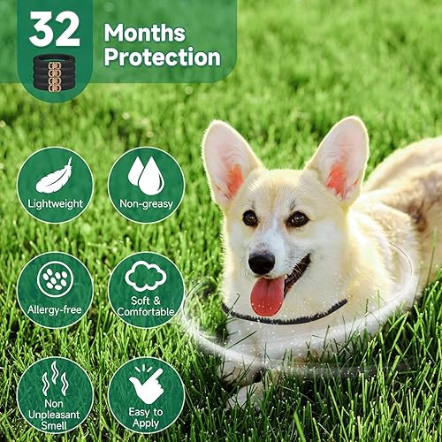 Miniatura 3 de Paquete de 4 collares antipulgas para perros, tratamiento de pulgas y garrapatas de perro, 8 meses de protección contra pulgas y garrapatas para