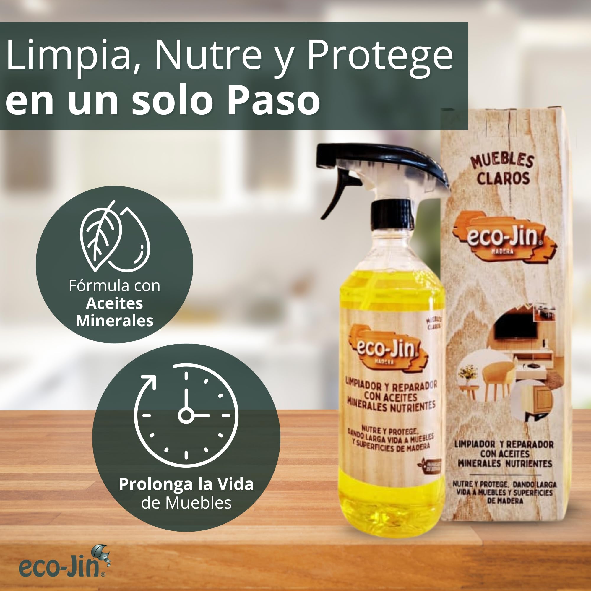 Eco-Jin Pack Oleo Madera Oscura | Bayeta Microfibra | Vitro Twist | Big Inox | Limpiador y Reparador con Aceites Naturales