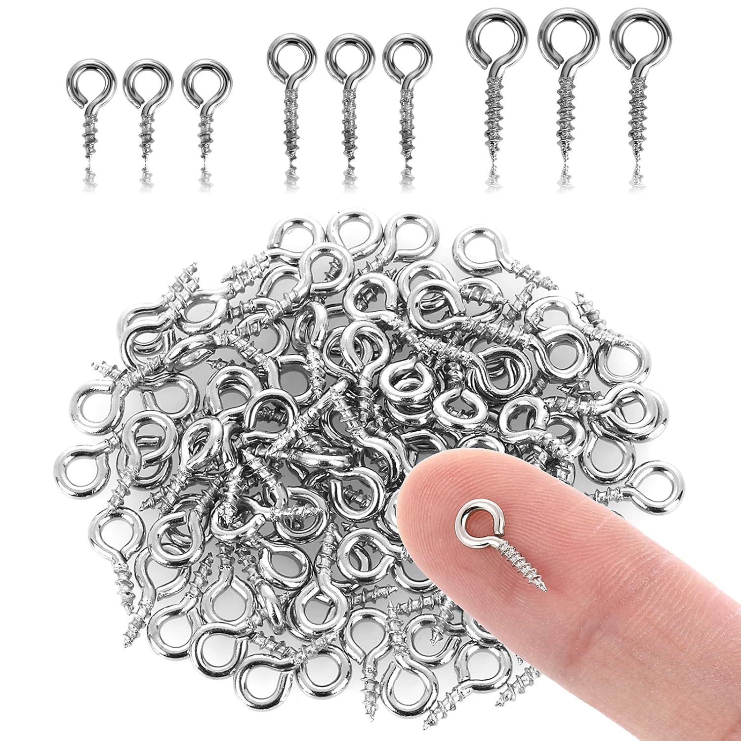 Grevosea 300 Pieces Small Screw Eye Pins Eyelets Screw Threaded Mini