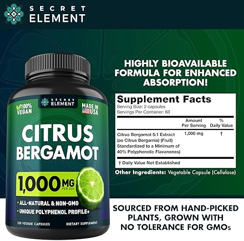 Miniatura 7 de (PAQUETE DE 2) Extracto de Bergamota Cítrica 1000mg - Suplemento de Bergamota Cítrica para la Salud Circulatoria, Inmunidad y Envejecimiento