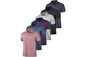 6 Pack Polos for Men - Performance Short Sleeve Golf Shirts