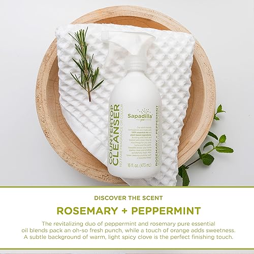 Miniatura 3 de Sapadilla Spray de encimera multisuperficie, pomelo + bergamota, fabricado con mezclas de aceites esenciales 100% puros, limpiador multiusos para el