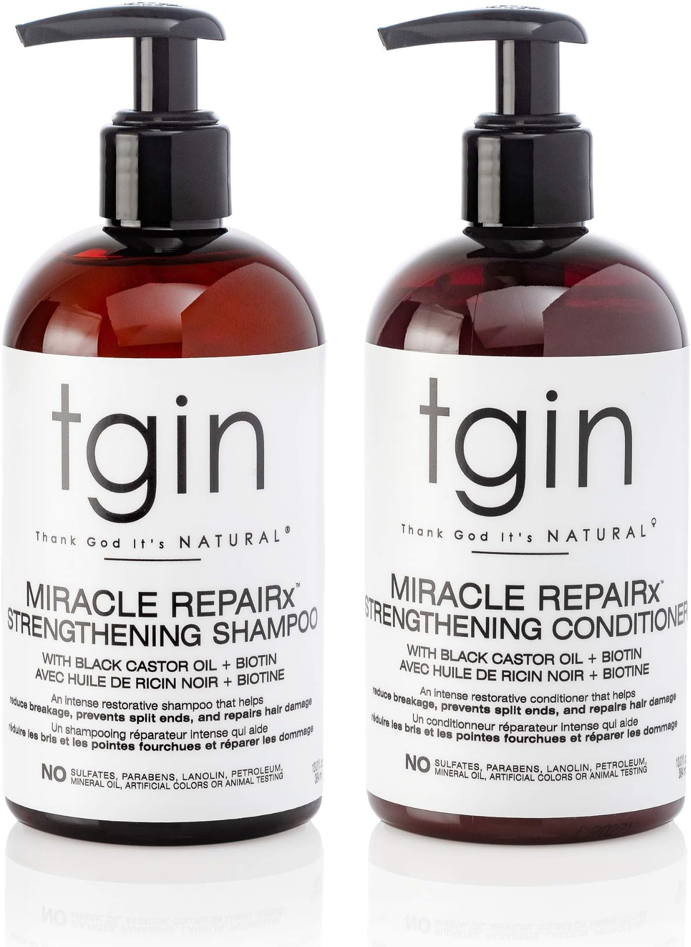 Thank God It's Natural tgin Miracle RepaiRx Strengthening Shampoo and Conditioner Duo For Natural Hair - Dry Hair - Curly Hair