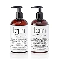 Vista 1 de tgin Miracle RepaiRx Champú y acondicionador fortalecedor para cabello rizado, rizado y ondulado, con biotina y aceite de ricino negro, repara