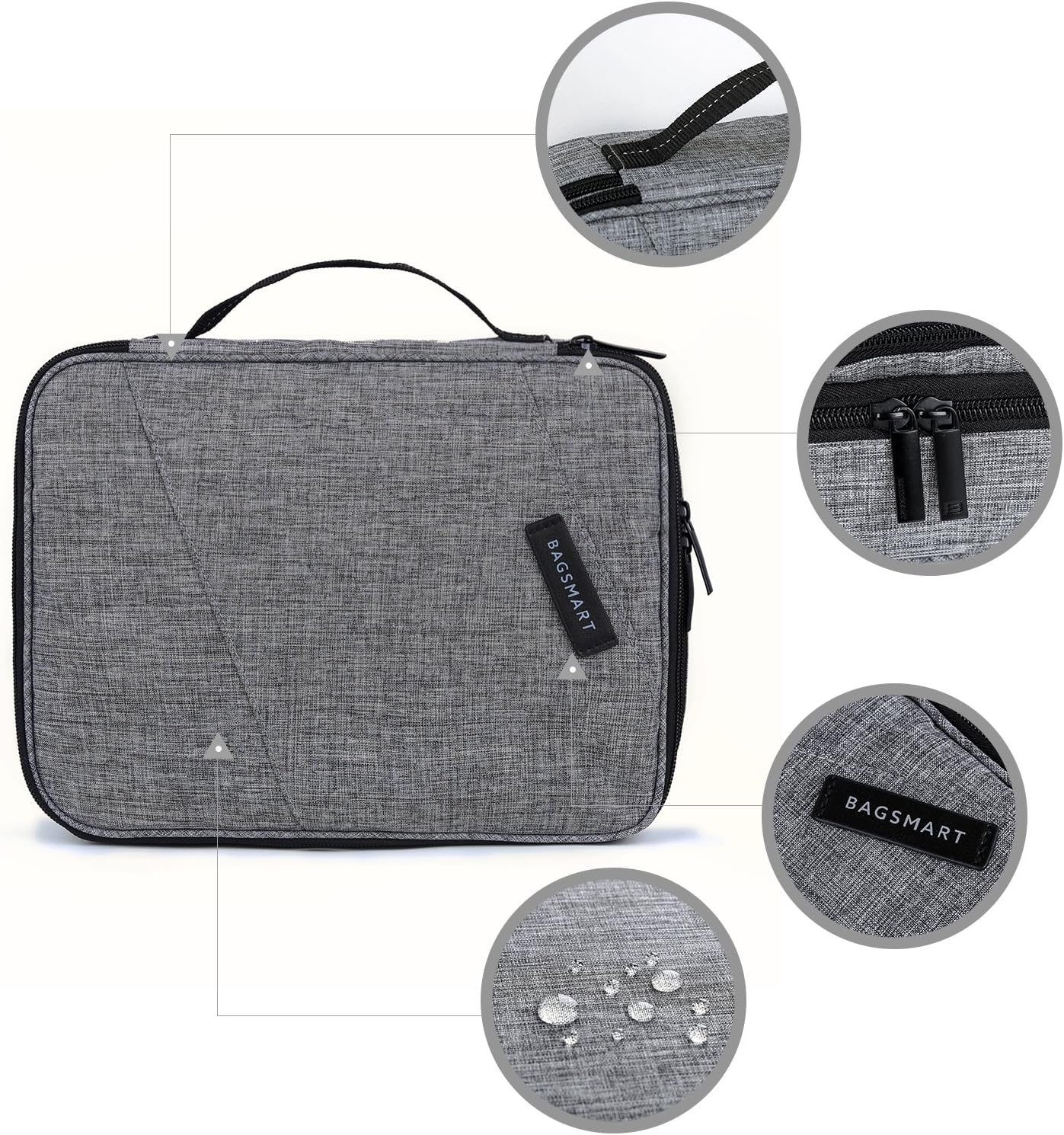 Amazon Crazy 🔥 Deals Electronic Organizer BAGSMART Travel Cable Organizer Bag Double Layer for 10.5 Inch Tablet, Hard Drives, Cables, Phone, USB, SD Card (Grey-Large)