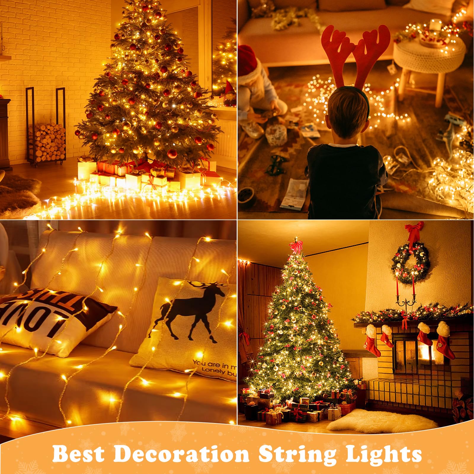 Elegear Luci Natale Esterno 50 Metri, Luci Albero di Natale 2000 Led 8 Modalità Luci Catena Luminosa Impermeabile Filo Luci Esterno per Camere da Letto Giardino Feste Matrimonio, Bianco Caldo