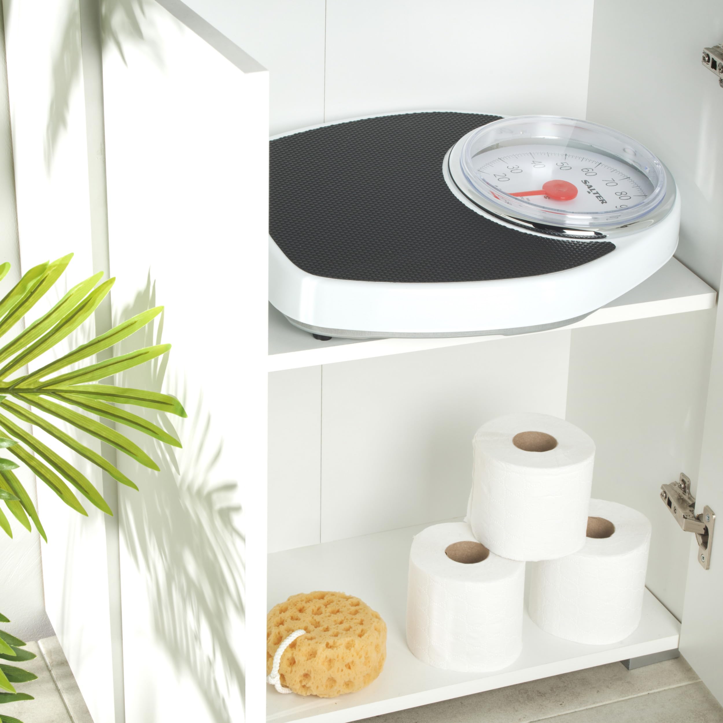 Salter 195 WHKR - Bilancia meccanica da bagno Doctor Style, bilancia fitness, capacità massima 150 kg, ampia pedana, ampio quadrante da 180 mm, finitura in gomma, solo chilogrammi