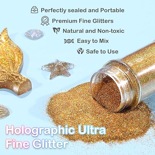 Miniatura 91 de HTVRONT Purpurina blanca fina holográfica – 1.76 oz de purpurina para resina, purpurina fina no tóxica para uñas, resina, fabricación de velas, Negro