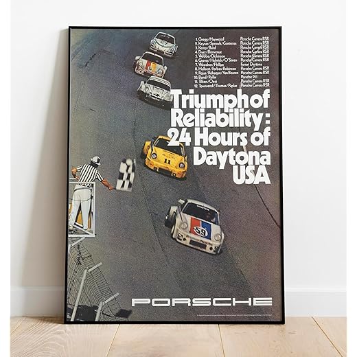 Historic Pictoric Porsche Race 1975 - Vintage USA Poster Print (11in x 14in)