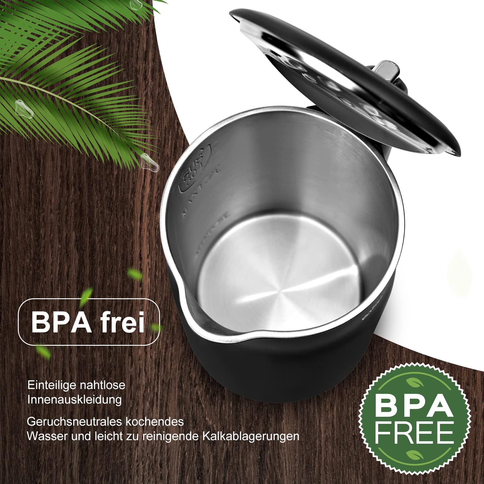 Bear 1.7L 304 Edelstahl Mit 11 Temperaturen Wasserkocher,1800w Trockenaufschutz, Doppelter Verbrühungsschutz, Bpa Frei, Lcd Anzeige Precision Control, Temperatureinstellung (40°C-100°C)