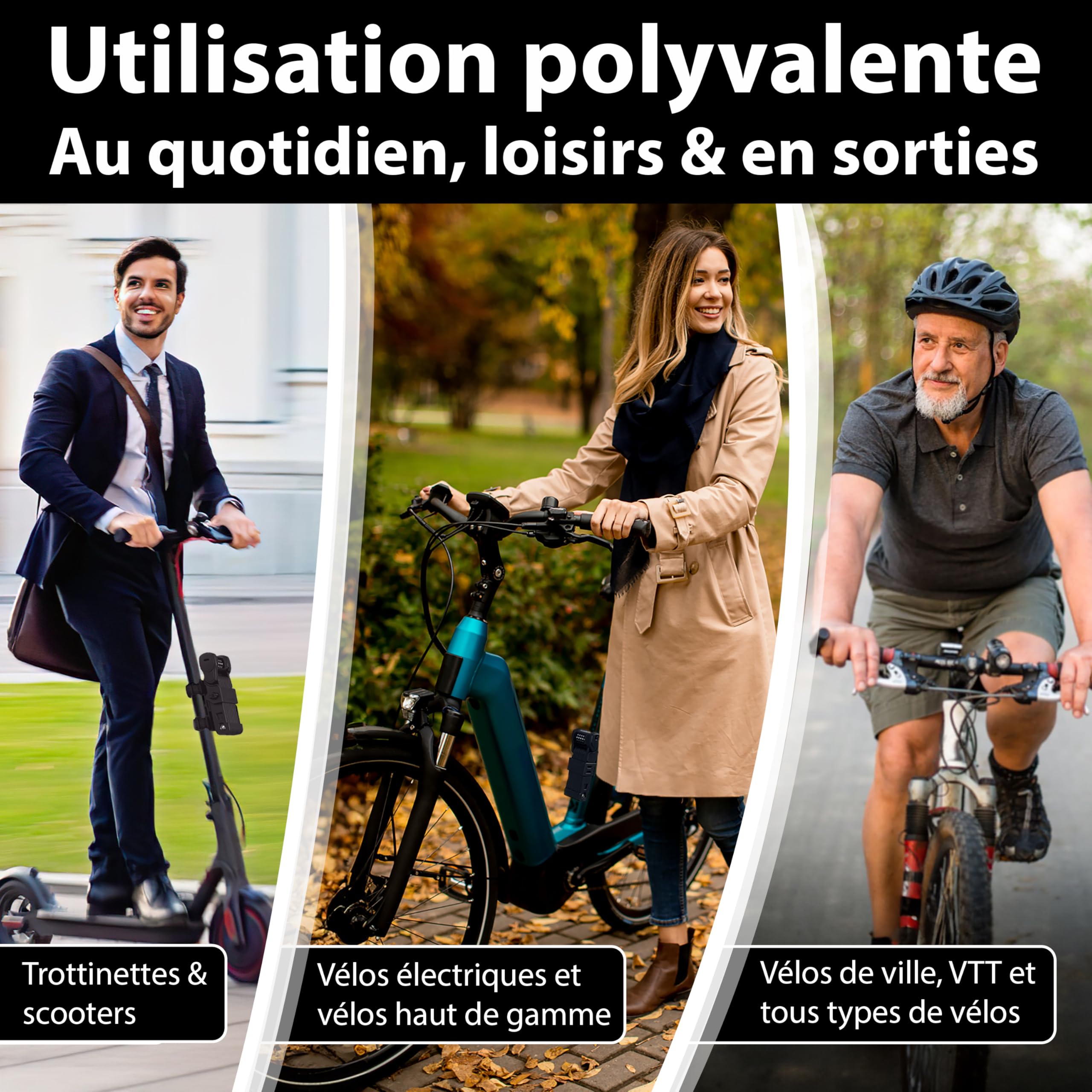 KOHLBURG Antivol vélo à combinaison avec code à 5 chiffres, 101 cm de long | Résistant aux coupe‑boulons, Antivol pliable type Vienne avec support haute sécurité, pour vélo e‑scooter vélo électrique