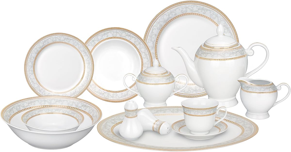 57-Piece Porcelain Dinnerware Set, Giada, Service for 8