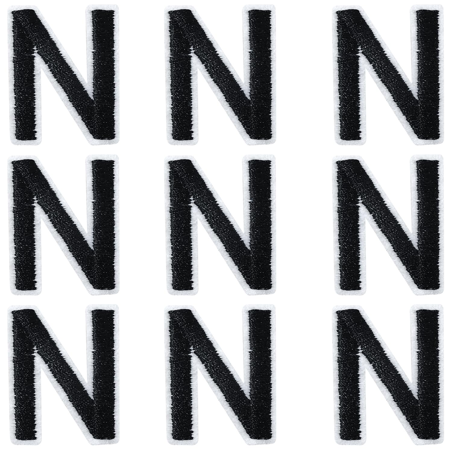 IANZE 9PCS Iron on Letter Patches, Black Letter N Patches Embroidered Letter Patch for Clothing, Jeans, Hats, T-Shirts, Backpacks, Etc. (Black-N)
