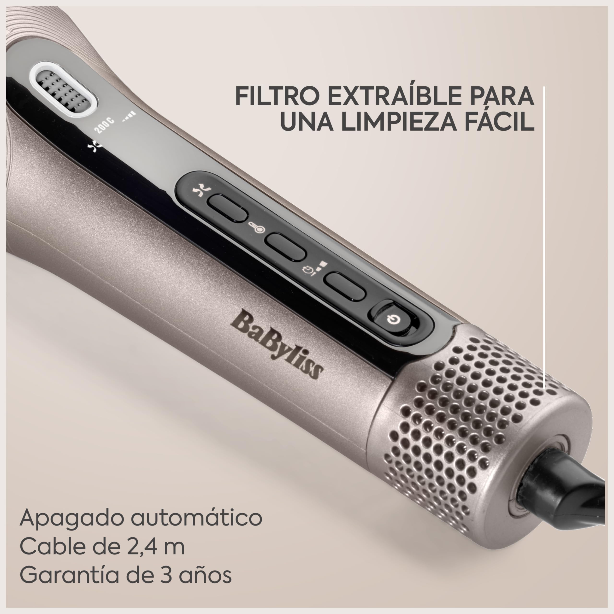 BaByliss Style Secret Air Moldeador Automático – Tenacilla 25 mm, Opción calor o aire, 48 opciones de peinados (rizos, ondas o movimiento), Cabello corto y largo, Rizador fácil de usar, C6686E